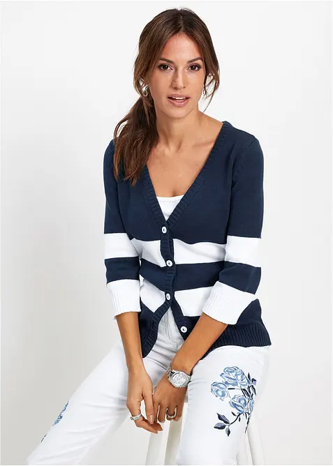 Cardigan med striper, bonprix