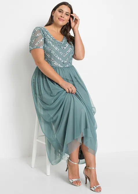 Maxikjole med paljettbroderi, bonprix