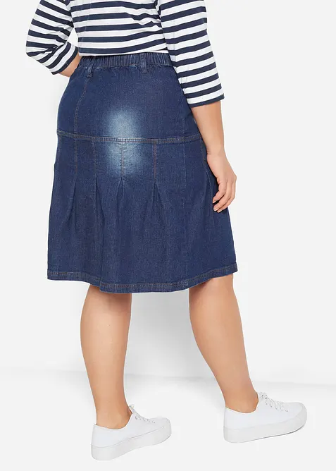 Denimskjørt med biser og komfortlinning, A-fasong, bonprix