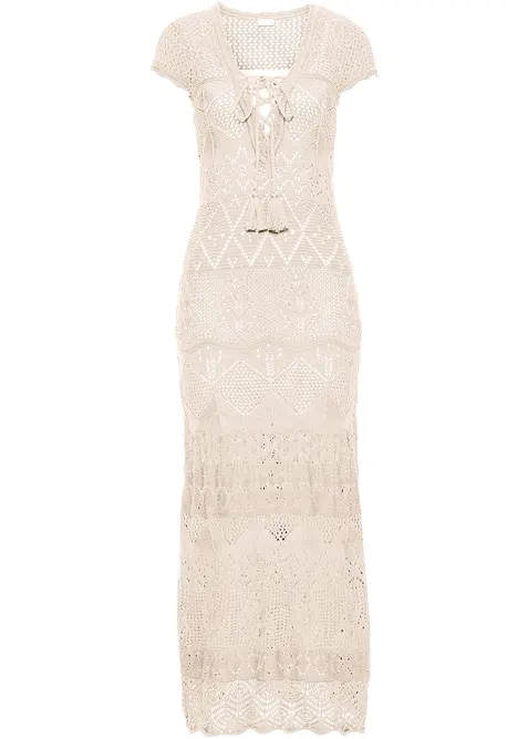 Strikket kjole med hullmønster, bonprix