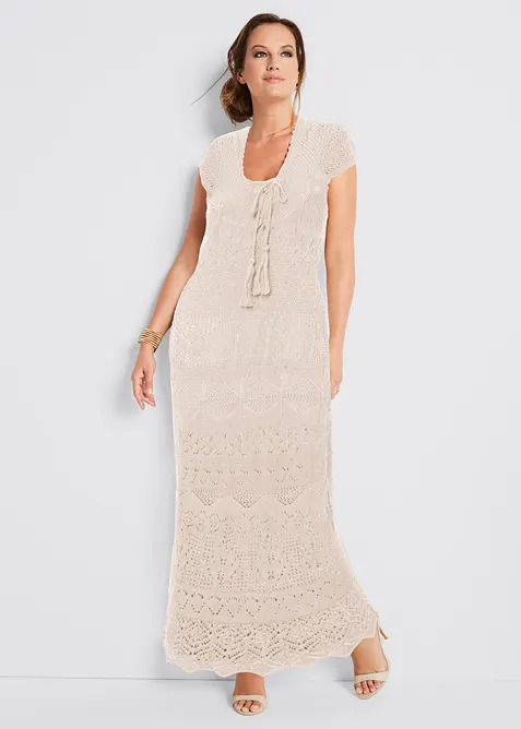 Strikket kjole med hullmønster, bonprix