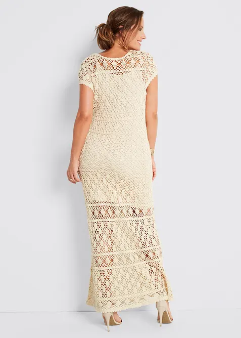 Strikket kjole med hullmønster, bonprix