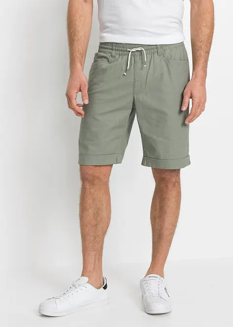 Pull on-bermudashorts i luftig linmiks, Regular Fit, bonprix
