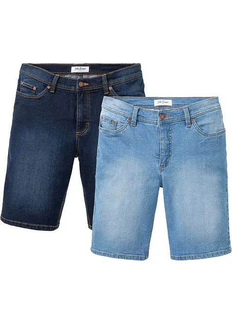 Bermudashorts i denim med stretch, Regular Fit (2-pack), bonprix