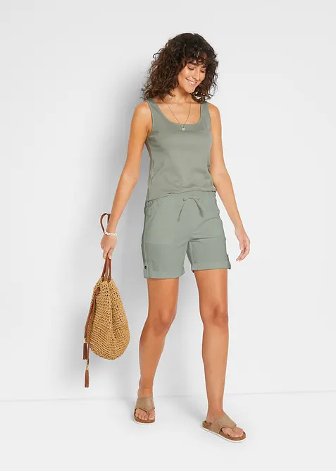 Bermudashorts i bomull med strikklinning, bonprix