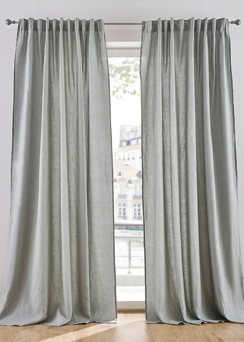 Gardin i bomull- og linmiks (1-pack), bonprix