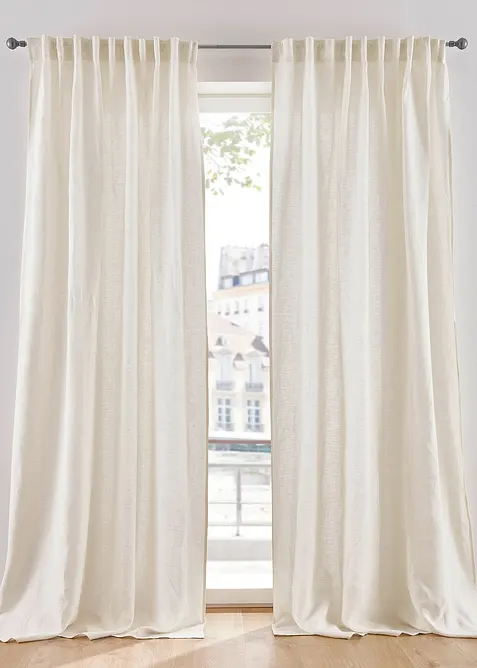 Gardin i bomull- og linmiks (1-pack), bonprix