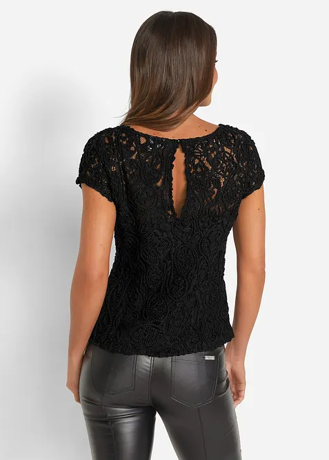 Bluse i blondemateriale, bonprix