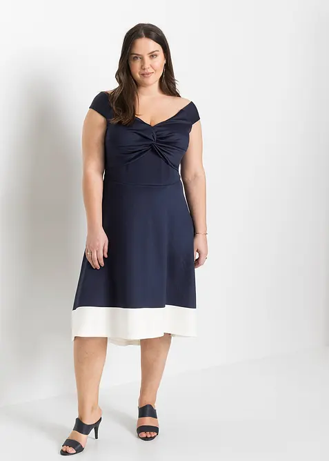 Carmen-kjole med knutedetalj, bonprix