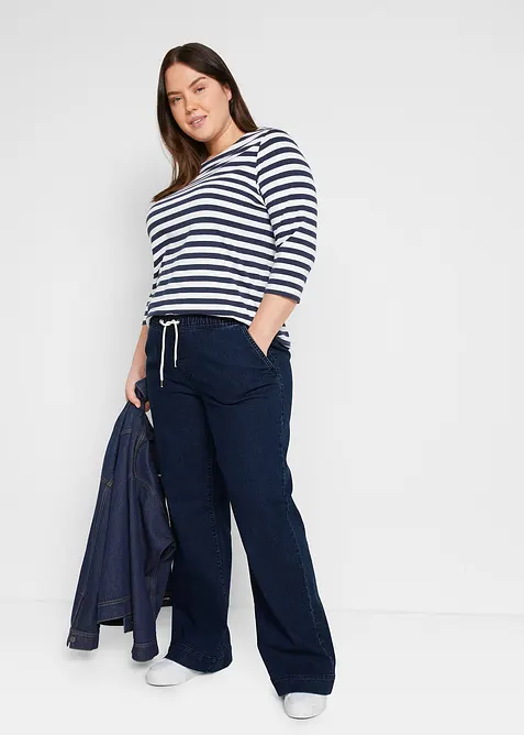 Wide Leg-jeans Mid Waist, Stretch, bonprix