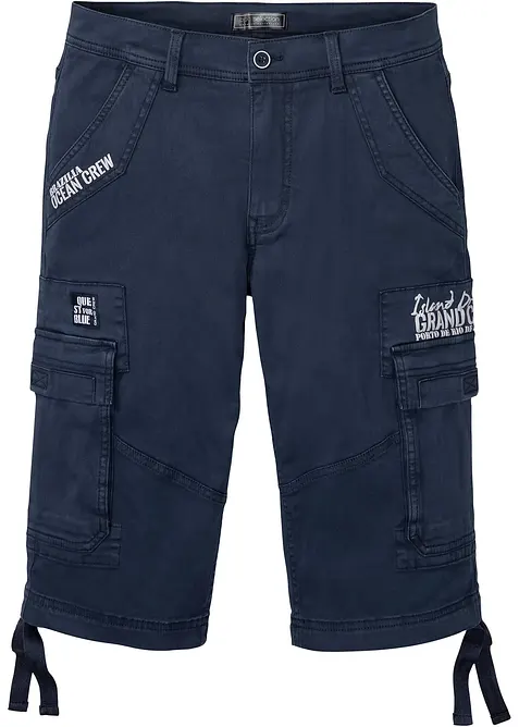 Bermudashorts i lang modell med stretch og cargolommer, Regular Fit, bonprix