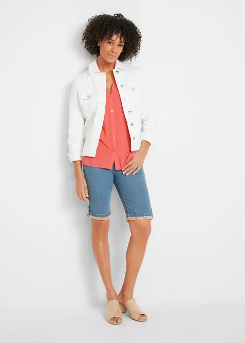 Bermudashorts i denim med m&oslash;nstret oppbrett, bonprix