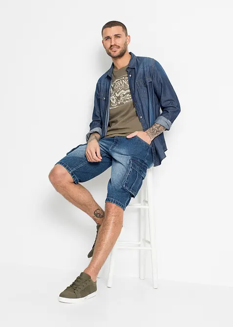 Cargo-bermudashorts i denim, Relaxed Fit, bonprix