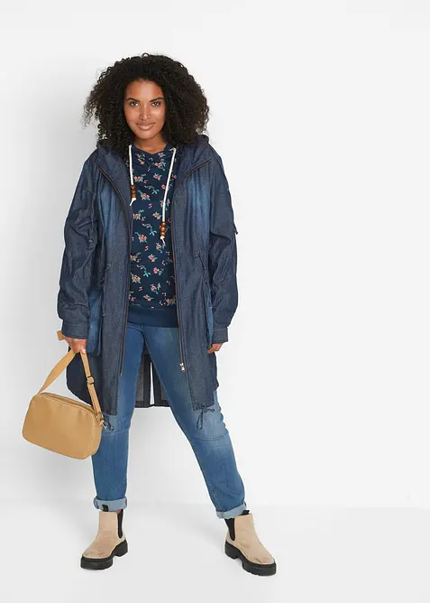 Hettegenser i 100% bomull med knyting, bonprix