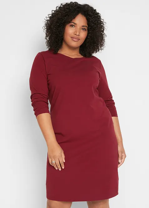 Figurnær jerseykjole i bomull med stretch (2-pack), bonprix