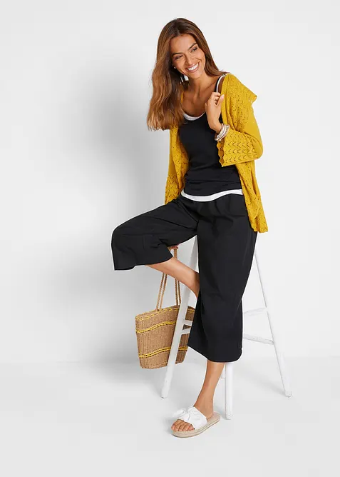 Bukse i lin-/bomullsmiks med 3/4-lange ben, bonprix