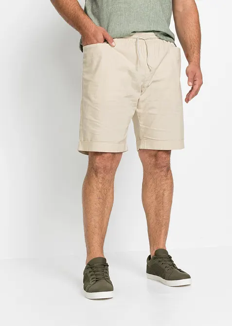 Pull on-bermudashorts i luftig linmiks, Regular Fit, bonprix