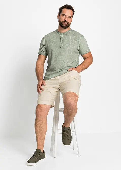 Pull on-bermudashorts i luftig linmiks, Regular Fit, bonprix