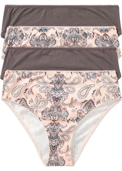 Truse med h&oslash;y midje og myk bomull (4-pack), bonprix