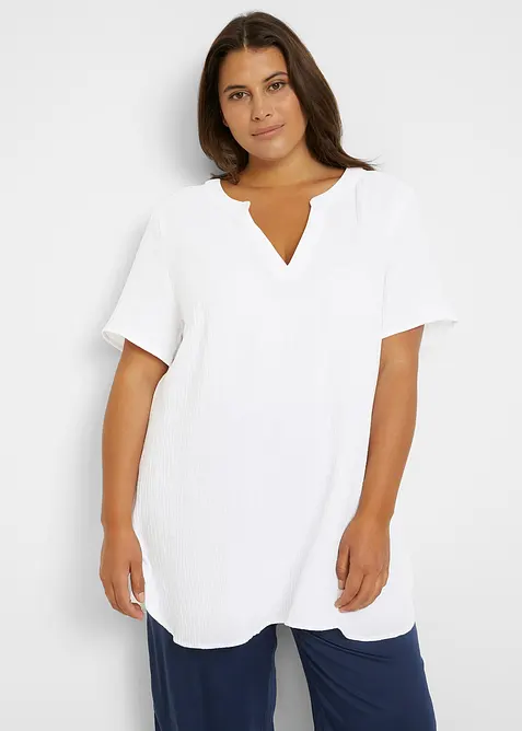 Lang tunika av ren bomullsmusselin, bonprix