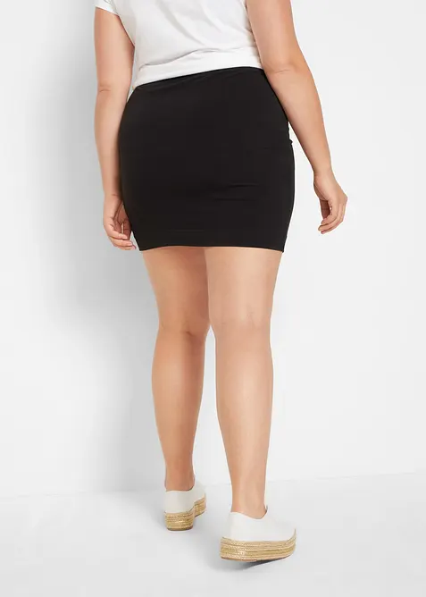 Jerseyskjørt i økologisk bomull med stretch (2-pack), bonprix