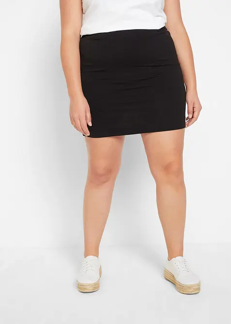 Jerseyskjørt i økologisk bomull med stretch (2-pack), bonprix