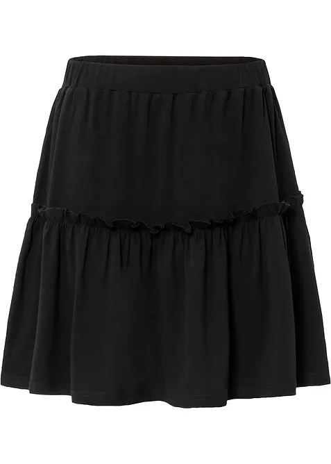 Jerseyskj&oslash;rt i viskosemiks med volang, bonprix