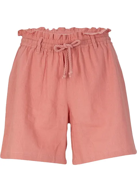 Paper bag-shorts med lin, bonprix