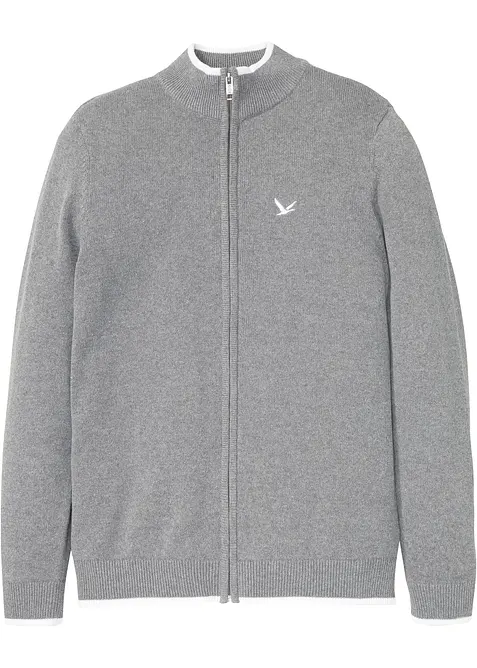 Finstrikket cardigan med ståkrage og resirkulert bomull, bonprix