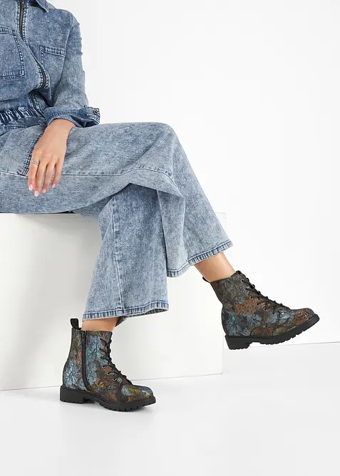 Snøreboots med blomstermønster, bonprix