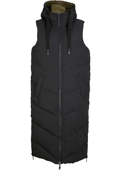 Vendbar vattert vest med hette av resirkulert polyester, bonprix