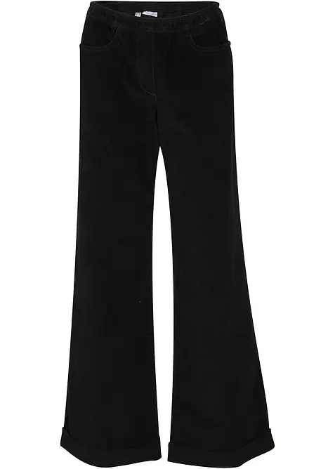 Bukse med stretch og vide ben, High Waist, bonprix