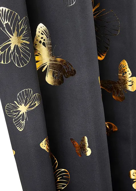 Mørkleggingsgardin med glansfulle sommerfugler (1-pack), bonprix