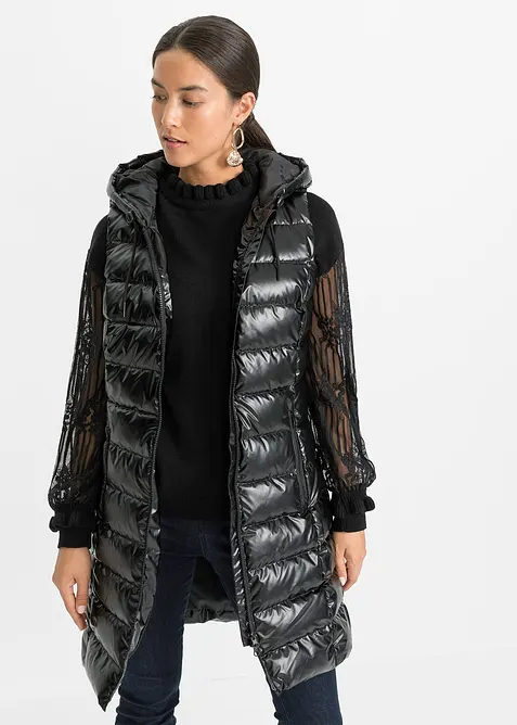 Vattert vest i glansfull look, bonprix