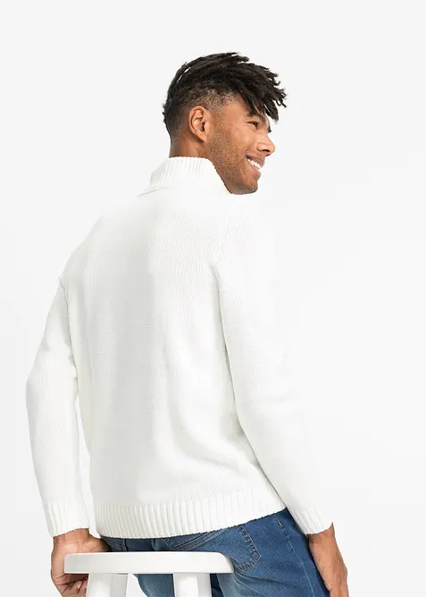 Grovstrikket troyer-genser med flettemønster, bonprix