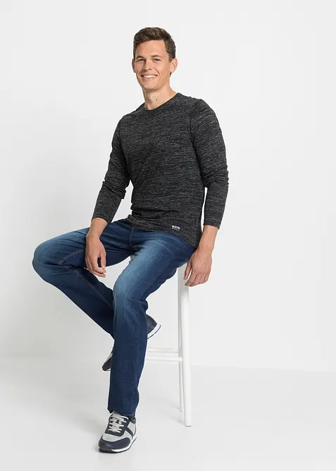 Melert, langermet overdel av bomullsmiks  (3-pack), bonprix