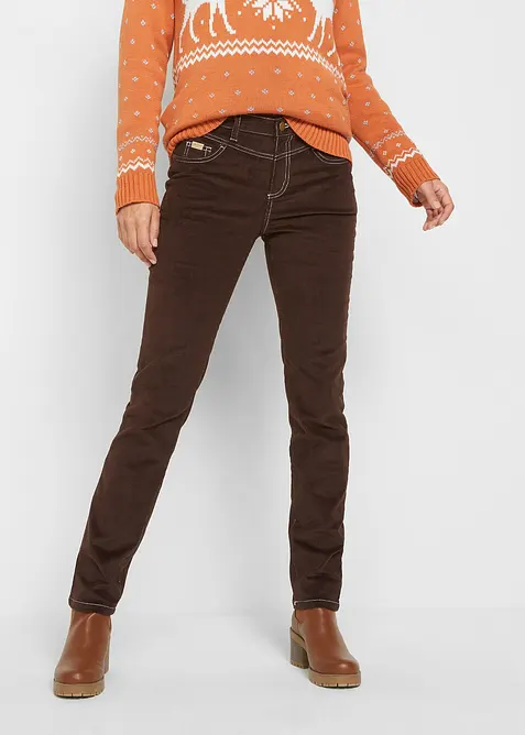 Slim Fit-kordfløyelsbukse med stretch, bonprix