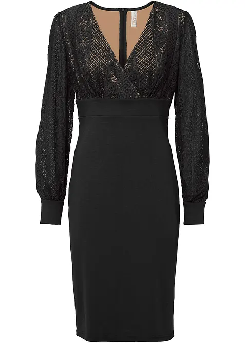 Figurnær midikjole med blonde, bonprix