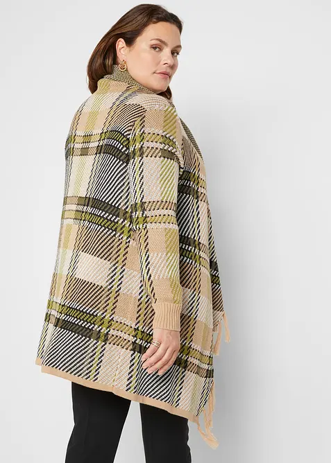 Lang cardigan med frynser, bonprix