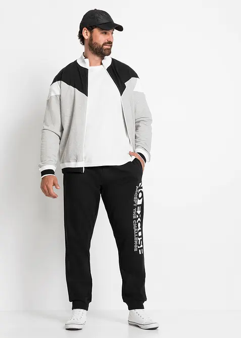 Joggebukse i 100% bomull med coolt trykk, bonprix