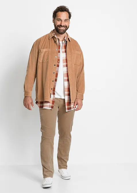 Slim Fit-kordfl&oslash;yelsbukse med stretch og komfortsnitt, bonprix