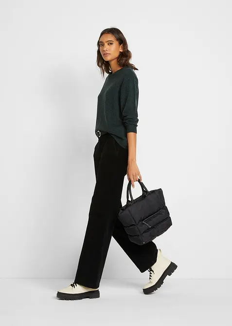 Strikket genser i melert garn med rund hals, bonprix