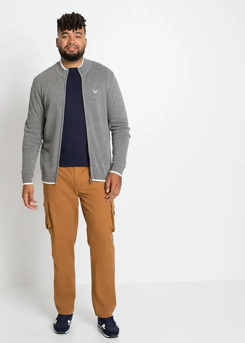 Finstrikket cardigan med ståkrage og resirkulert bomull, bonprix