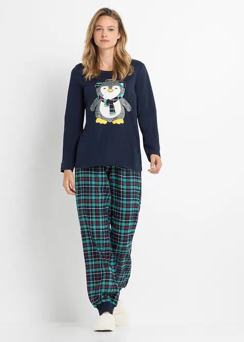 Pyjamas med flanellbukse, bonprix