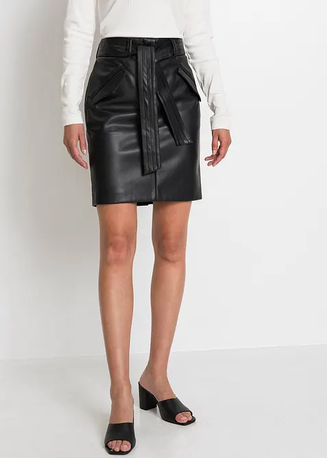 Skjørt i imitert skinn, bonprix