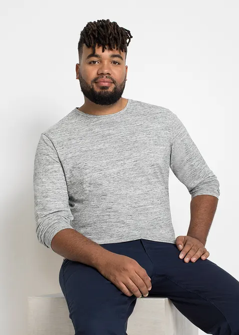 Melert, langermet overdel av bomullsmiks  (3-pack), bonprix