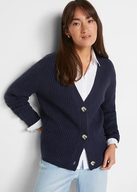 Ribbestrikket cardigan, bonprix