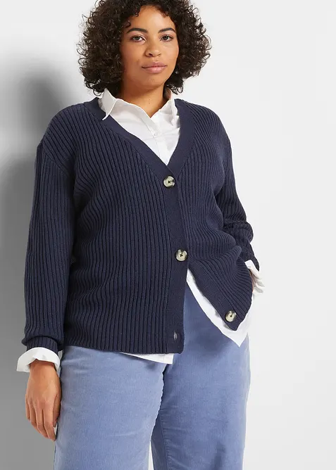 Ribbestrikket cardigan, bonprix