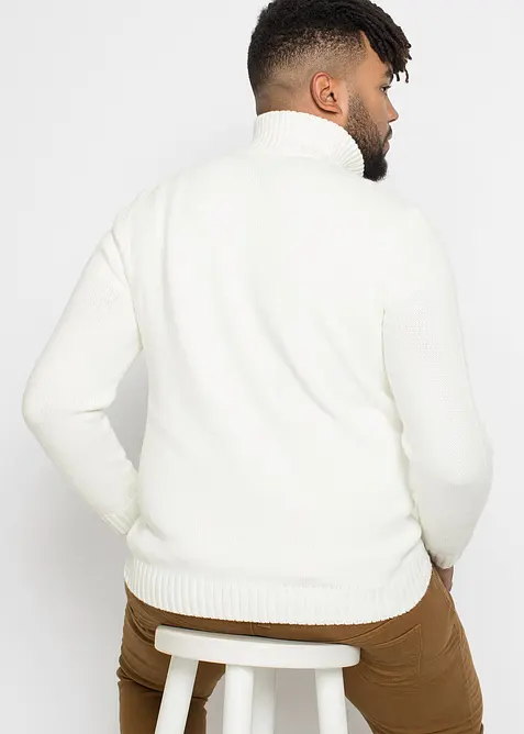 Grovstrikket troyer-genser med flettemønster, bonprix