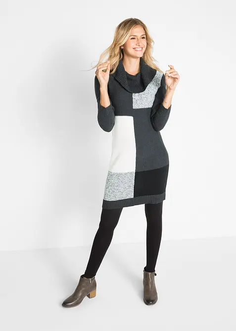 Knelang, strikket kjole, bonprix